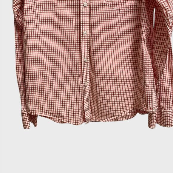 J. Crew Light Weight Button Down Shirt Men's Size L Slim Fit Check Red White - Picture 8 of 14